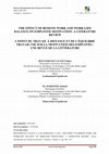 THE EFFECT OF REMOTE WORK AND WORK-LIFE BALANCE ON EMPLOYEE MOTIVATION: A LITERATURE REVIEW L'EFFET DU TRAVAIL À DISTANCE ET DE L'ÉQUILIBRE TRAVAIL-VIE SUR LA MOTIVATION DES EMPLOYÉS : UNE REVUE DE LA LITTÉRATURE Cover Page