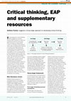 Research paper thumbnail of Critical thinking, EAP and supplementary resources