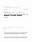 Research paper thumbnail of Paul's Earliest Statement Concerning the Christian Church: a Review and Evaluation of Research Into Paul's Association of the Term ἐκκλησία to ἐν Χριστῷ in 1 Thessalonians