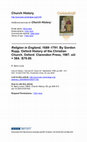 Religion in England, 1688–1791. By Gordon Rupp. Oxford History of the Christian Church. Oxford: Clarendon Press, 1987. xiii + 584. $79.00 Cover Page