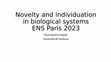 Novelty in Biological systems. ENS PARIS. 2023 Cover Page