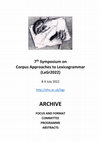 7th Symposium on Corpus Approaches to Lexicogrammar (LxGr2022): Archive Cover Page