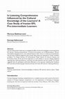 Is Listening Comprehension Influenced by the Cultural Knowledge of the Learners? A Case Study of Iranian EFL Pre-intermediate Learners Cover Page