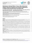 Research paper thumbnail of Mobilization Started Within 2 Hours After Abdominal Surgery Improves Peripheral and Arterial Oxygenation: A Single-Center Randomized Controlled Trial