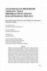 Research paper thumbnail of Analisis Kata Progresif 'sedang' Bagi Predikat Pencapaian dalam Bahasa Melayu