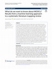 Research paper thumbnail of What do we want to know about MOOCs? Results from a machine learning approach to a systematic literature mapping review