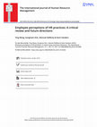 Research paper thumbnail of Employee perceptions of HR practices: A critical review and future directions