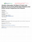 Research paper thumbnail of Vibration Attenuation Via Mean of Lower Limb Muscles Occurs During Whole Body Vibrations And Differs Across Frequencies And Postures