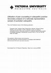 Research paper thumbnail of Utilisation of pain counselling in osteopathic practice: secondary analysis of a nationally representative sample of Australian osteopaths