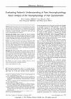 Research paper thumbnail of Evaluating Patient’s Understanding of Pain Neurophysiology