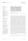 Research paper thumbnail of Relative advantage and complexity: Predicting the rate of adoption of agricultural innovations