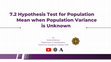 Research paper thumbnail of Hypothesis Test for Population Mean when Population Variance is Unknown