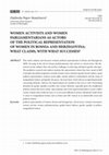 Research paper thumbnail of WOMEN ACTIVISTS AND WOMEN  PARLIAMENTARIANS AS ACTORS OF THE  POLITICAL REPRESENTATION  OF WOMEN IN BOSNIA AND HERZEGOVINA:  
WHAT CLAIMS, WITH WHAT SUCCESSES?