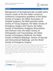 Research paper thumbnail of Management of hemodynamically unstable pelvic trauma: results of the first Italian consensus conference (cooperative guidelines of the Italian Society of Surgery, the Italian Association of Hospital Surgeons, the Multi-specialist Italian Society of Young Surgeons, the Italian Society of Emergency...