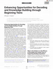 Enhancing Opportunities for Decoding and Knowledge Building through Beginning Texts Cover Page