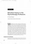 Narrative Inquiry in the Psychotherapy Professions: A Critical Review Cover Page