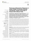 Research paper thumbnail of Pulmonary Inflammatory Response in Lethal COVID-19 Reveals Potential Therapeutic Targets and Drugs in Phases III/IV Clinical Trials