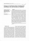 Category of nutritional status of adolescents according to sex and the place of residence Cover Page