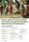 Simposio dottorale « Nuovi cantieri rinascimentali. Le ricerche dei giovani studiosi della Scuola di Italianistica» (Venezia, lunedì 6 maggio 2024) Cover Page