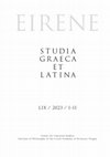 Review of 62.	R. Fialová, J. Hoblík, & P. Kitzler  (eds), Hellenism, Early Judaism, and Early Christianity: Transmission and Transformation of Ideas. Arbeiten zur Kirchengeschichte 155. (Berlin and Boston, 2023), in Eirene: Studia Graeca et Latina 59 (2023), 247-250 Cover Page