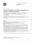 The value of telephone consultations during COVID-19 pandemic. An observational study Cover Page