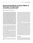 Environmental Effects of Various Modes of Passenger Transportation: Comprehensive Case-by-Case Study Cover Page