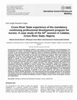 Cross River State experience of the mandatory continuing professional development program for nurses: A case study of the 34th session in Calabar, Cross River State, Nigeria Cover Page