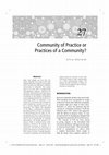 Community of Practice or Practices of a Community? Cover Page