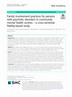 Research paper thumbnail of Family involvement practices for persons with psychotic disorders in community mental health centres – a cross-sectional fidelity-based study