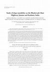 Study of slope instability on the Bhaderwah–Bani Highway, Jammu and Kashmir, India Cover Page