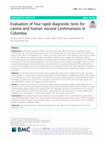 Research paper thumbnail of Evaluation of four rapid diagnostic tests for canine and human visceral Leishmaniasis in Colombia