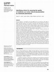 Research paper thumbnail of Identifying criteria for assessing the quality of medicines use review referral documentation by community pharmacists