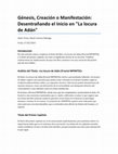 Research paper thumbnail of Génesis, Creación o Manifestación: Desentrañando el Inicio en "La locura de Adán"