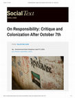 On Responsibility: Critique and Colonization After October 7th -Social Text Cover Page