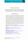 Maximizing Journal Article Citation Online: Readers, Robots, and Research Visibility Cover Page