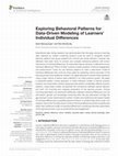 Exploring Behavioral Patterns for Data-Driven Modeling of Learners' Individual Differences Cover Page