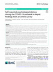 Self-reported psychological distress during the COVID-19 outbreak in Nepal: findings from an online survey Cover Page