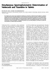 Research paper thumbnail of Simultaneous Spectrophotometric Determination of Simultaneous Spectrophotometric Determination of Simultaneous Spectrophotometric Determination of Simultaneous Spectrophotometric Determination of Simultaneous Spectrophotometric Determination of Valdecoxib and T aldecoxib and T aldecoxib and T ald...