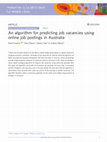 An algorithm for predicting job vacancies using online job postings in Australia Cover Page