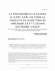 Research paper thumbnail of La transición de la guerra a la paz: análisis desde la filosofía de la historia de Immanuel Kant y Johann Gottfried Herder