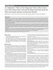 Research paper thumbnail of Diagnostic Values of the Critical Care Pain Observation Tool and the Behavioral Pain Scale for Pain Assessment among Unconscious Patients: A Comparative Study