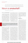 Why So Amateur: On the Urgent Need for Professionalisation of Political and General Non-Profit Communication (Warum so amateurhaft: Zum dringenden Bedarf einer Professionalisierung von politischer und allgemeiner Non-Profit-Kommunikation) Cover Page