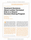 Treatment Decisions About Lumbar Herniated Disk in a Shared Decision-Making Program Cover Page