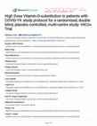 Research paper thumbnail of High Dose Vitamin-D-substitution in patients with COVID-19: study protocol for a randomized, double blind, placebo controlled, multi-centre study- VitCov Trial