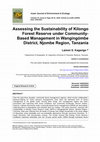 Assessing the Sustainability of Kilongo Forest Reserve under Community-Based Management in Wangingómbe District, Njombe Region, Tanzania Cover Page