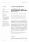 Examination of self patterns: framing an alternative phenomenological interview for use in mental health research and clinical practice Cover Page