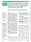 Correlation of lung function with ultra-low-dose CT-detected lung parenchymal abnormalities: a cohort study of 1344 asbestos exposed individuals Cover Page