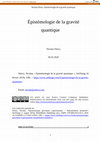 Épistémologie De La Gravité Quantique Cover Page