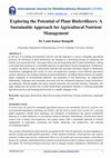 EXPLORING THE POTENTIAL OF PLANT BIOFERTILIZERS: A SUSTAINABLE APPROACH FOR AGRICULTURAL NUTRIENT MANAGEMENT Cover Page