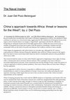 China´s approach towarsd Africa; threat of lessons learned for the West, by Prof. Juan Del Pozo Berenguer Cover Page